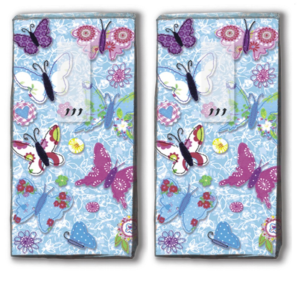 DP 10 Taschentücher handmade butterflies - Handgemachte Schmetterlinge