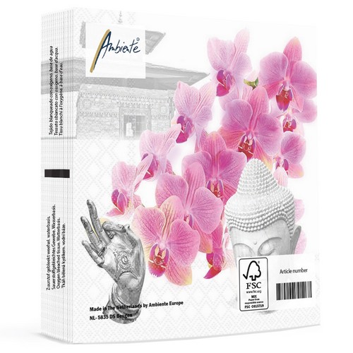 20 Napkins Orchidea Butterfly - Butterflies On Orchids 33x33cm