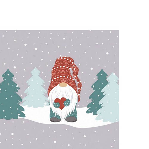 20 kleine Cocktailservietten Tomte in Forest - Zwerg im Wald 24x24cm