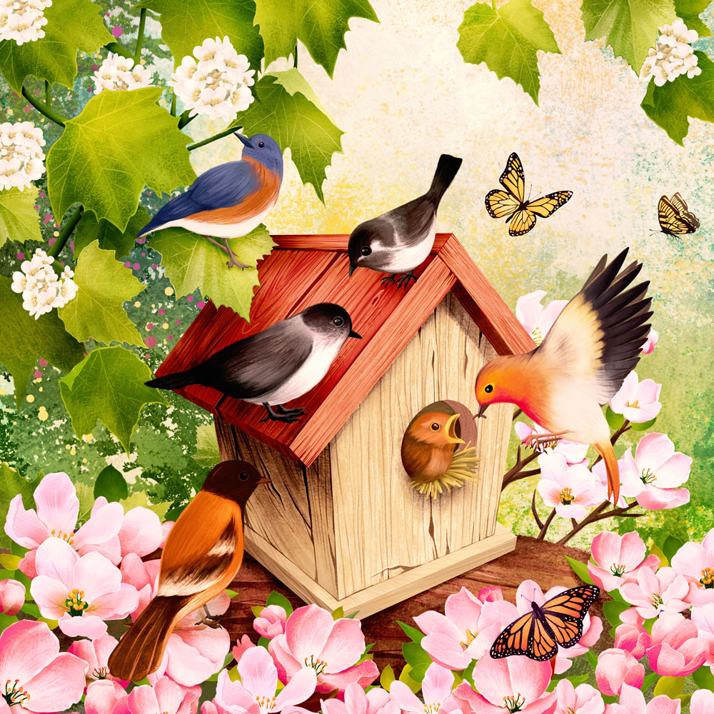20 Servietten Bird House - Belebtes Vogelhaus 33x33cm
