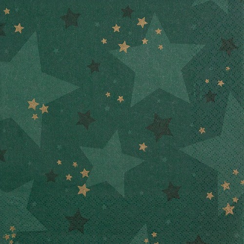 20 Servietten Starshine green - Sternenglanz grün 33x33cm