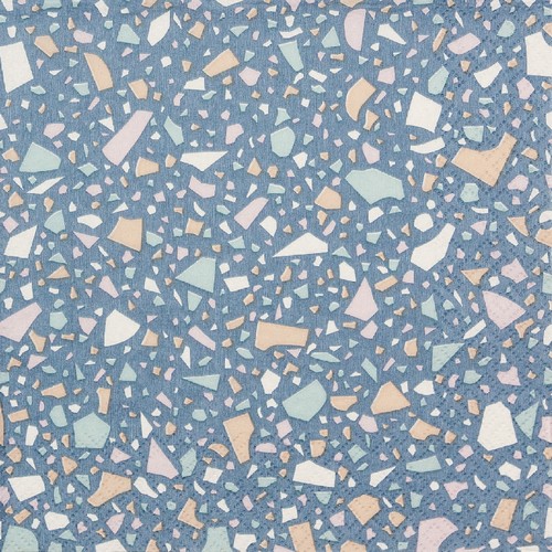 20 Servietten Terrazzo blue - Splitter auf blau 33x33cm