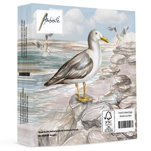 20 Servietten Seagull on the Shore - Möwe auf Steine 33x33cm