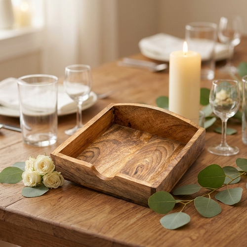 Serviettenhalter Wooden rustic - Holz rustikal für 33cm Lunchservietten aus Holz, 19x6cm
