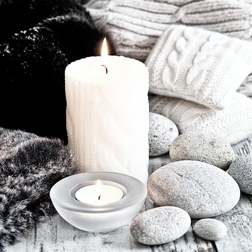 20 Servietten Nordic Candle - Kerze und Steine 33x33cm