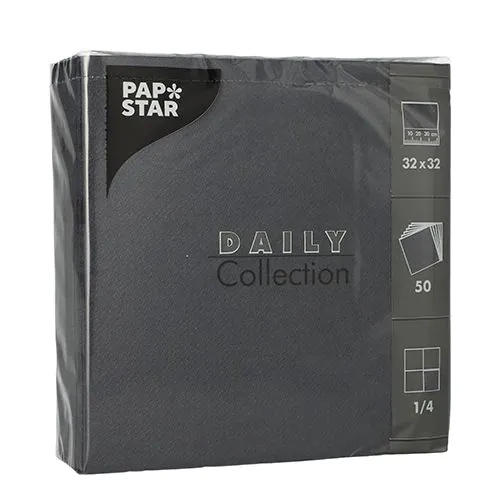 50 Servietten Daily Collection schwarz 33x33cm