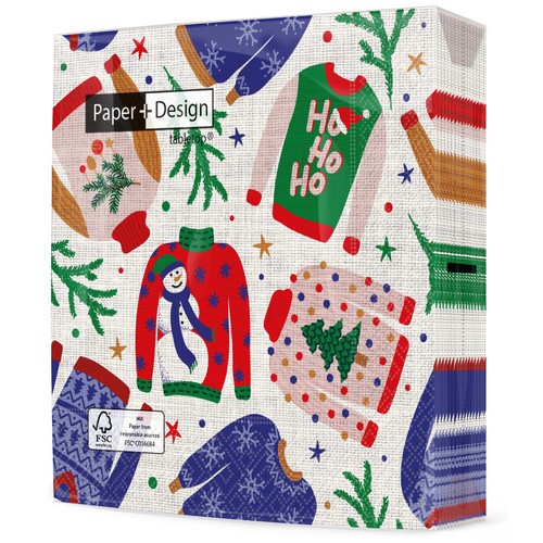 20 Servietten Holiday - Weihnachtsmuster auf Pullover 33x33cm