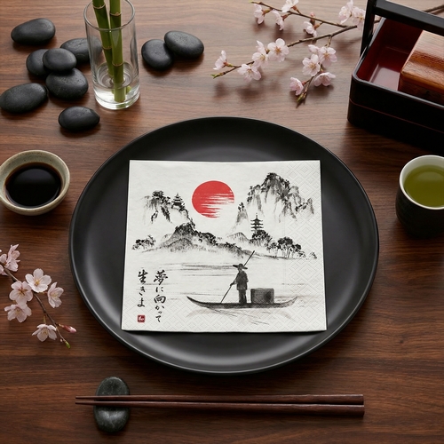 20 Servietten Japanese Boat - Japanischer Bootsfahrer 33x33cm