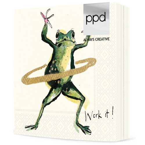 20 Servietten Work it - Frosch kreist die Hüften 33x33cm
