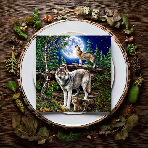 20 Servietten Wolf at the Moon - Wölfe am Mond 33x33cm
