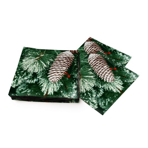 20 Servietten Lone Cone - Einzelner Zapfen an Zweige 33x33cm