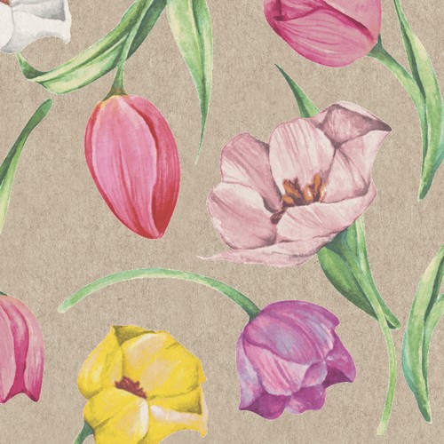 20 Servietten aus Recycling-Papier Tulip Bloom - Ausschnitt an Frühlingsblumen 33x33cm