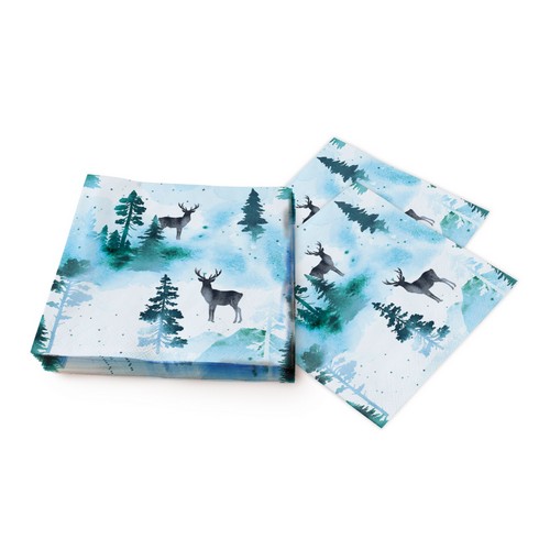 20 Servietten Frosty deer - Hirsch-Silhouetten im Wald 33x33cm