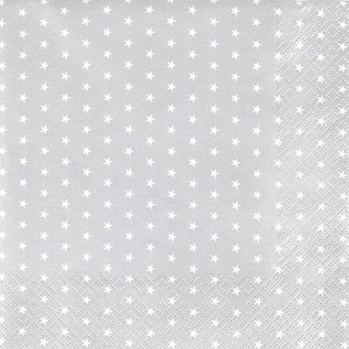 20 Servietten Mini Stars silver - Mini Sterne silber 33x33cm