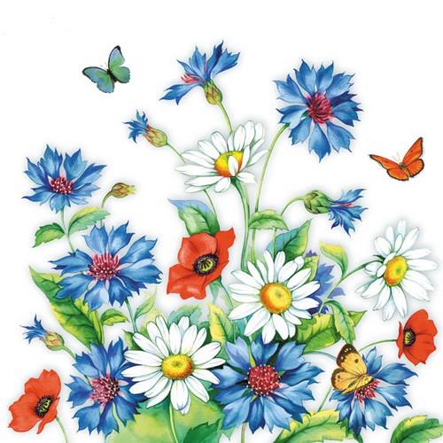 20 Servietten Cornflower - Aufblühende Kornblumen 33x33cm