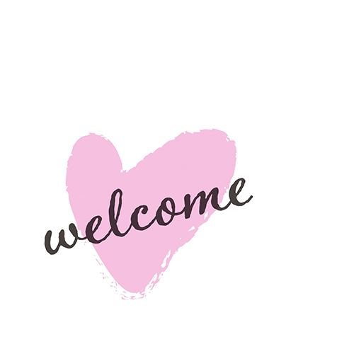 20 kleine Cocktailservietten Welcome Heart - Herz mit Willkommen 25x25cm