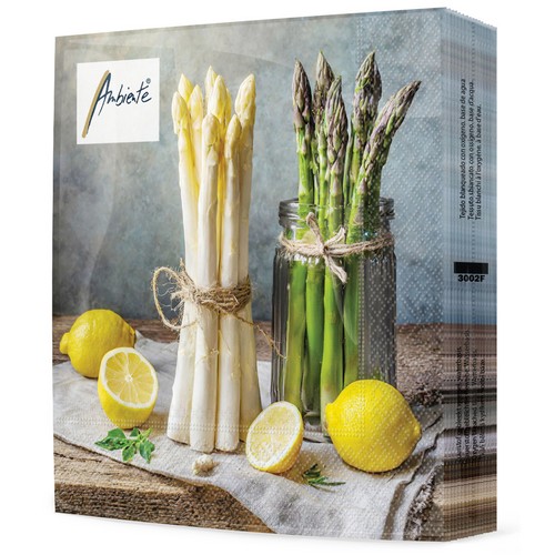 20 Servietten Best Asparagus - Zitronen und Spargel 33x33cm
