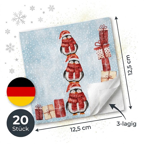 20 kleine Cocktailservietten Santas helpers - Helfer vom Weihnachtsmann 25x25cm