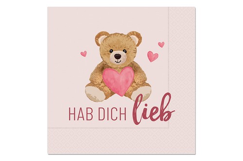 20 Servietten Teddy - Hab dich lieb mit Teddy 33x33cm