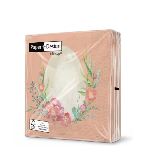 20 kleine Cocktailservietten Misty Easter - Hasenpaar an Blüten 25x25cm