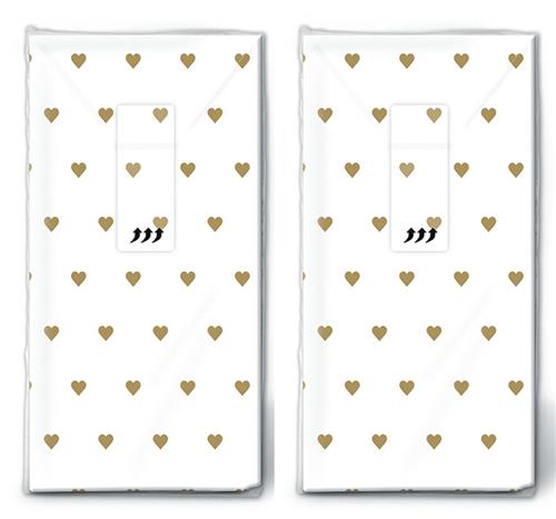 2x 10 Taschentücher Petits coeurs gold - Kleine Herzen gold