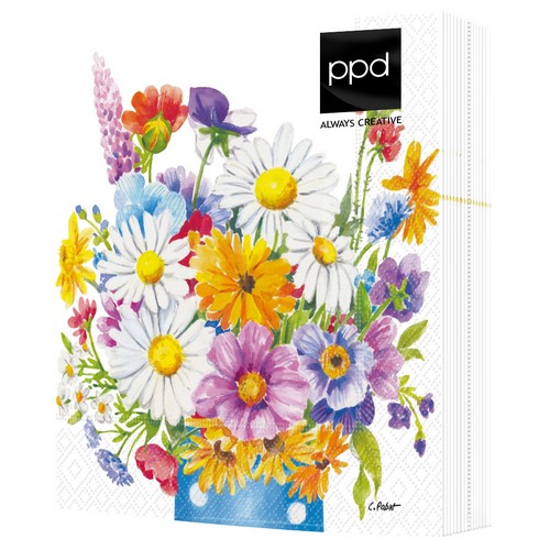 20 Servietten Flower Vase - Vase voller bunter Blumen 33x33cm