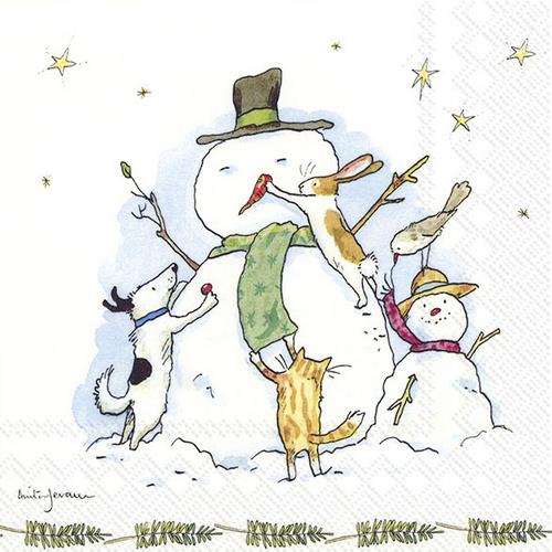 20 Servietten Snowman with Friends - Schneemann & seine Freunde 33x33cm