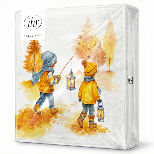 20 Servietten Autumn Walk - Kinder mit Laternen im Herbst 33x33cm