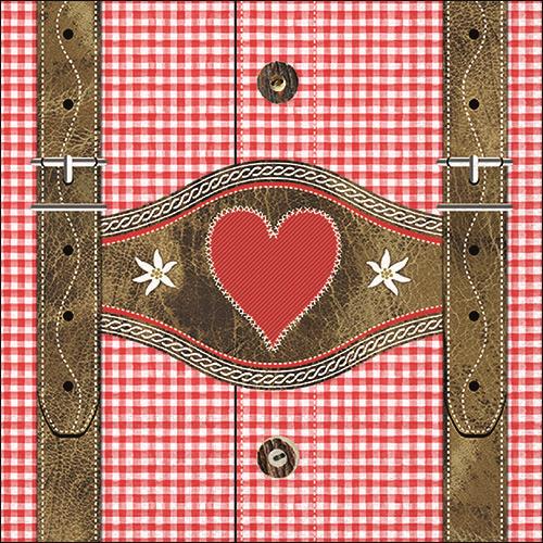 20 Servietten Lederhosen red - Lederhosen und Hemd rot 33x33cm