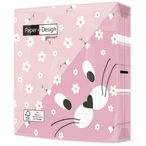 20 Servietten Oribunny - Blüten um Hasengesicht 33x33cm