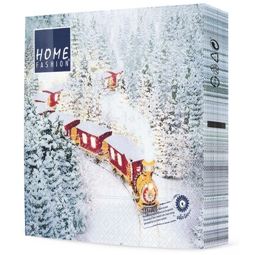 20 Servietten Polar Express - Zug im Winterwald 33x33cm