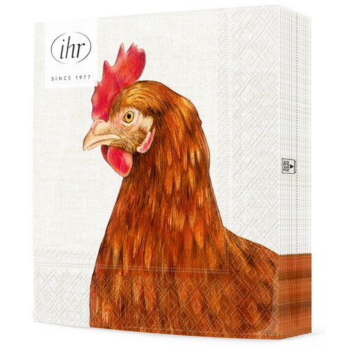 20 Servietten Farm Hen - Einzelne Henne 33x33cm
