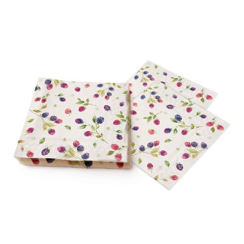 20 Servietten Berrylicious cream - Gemischte Beeren 33x33cm