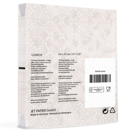 20 Servietten Maria taupe - Florales Gittermuster taupe 33x33cm
