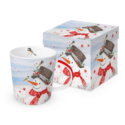 Tasse aus Porzellan Olaf the Snowman - Fröhlicher Schneemann mit Vögel 0,4L, Höhe 9,7cm