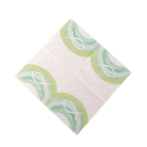 20 Servietten Rainbow Green - Fische auf Regenbogen grün 33x33cm