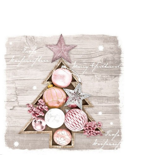 20 kleine Cocktailservietten Framed Baubles - Gerahmte Kugeln im Baum 24x24cm