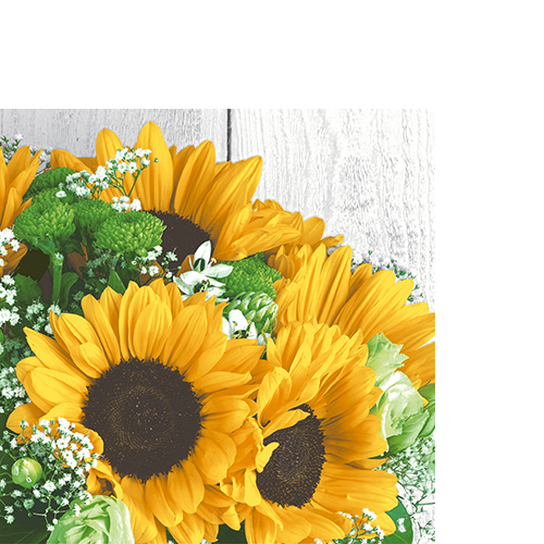 20 kleine Cocktailservietten Harvest Sunflower - Sonnenblumen im Strauß 25x25cm