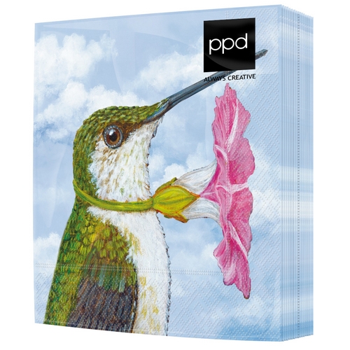 20 Servietten Lucinda - Kolibri an großer Blüte 33x33cm
