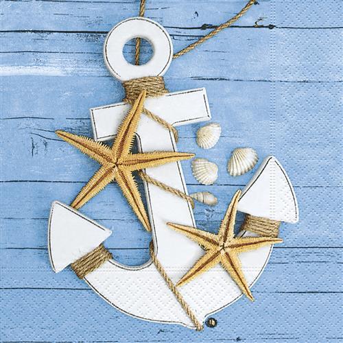 20 Servietten On the Pier - Seesterne an Anker 33x33cm