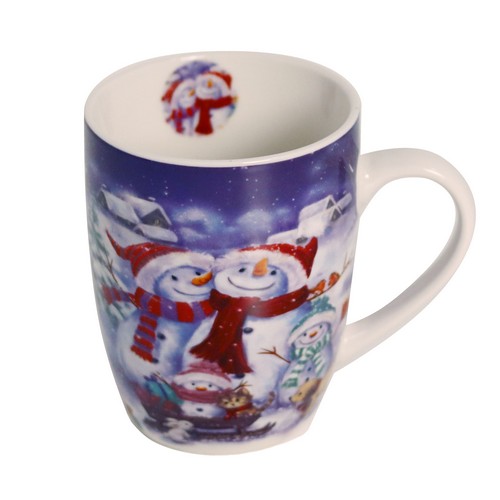 Tasse aus Porzellan Snowman Family with Pets - Familie Schneemann mit Tiere  0,32L, Höhe 10,5cm