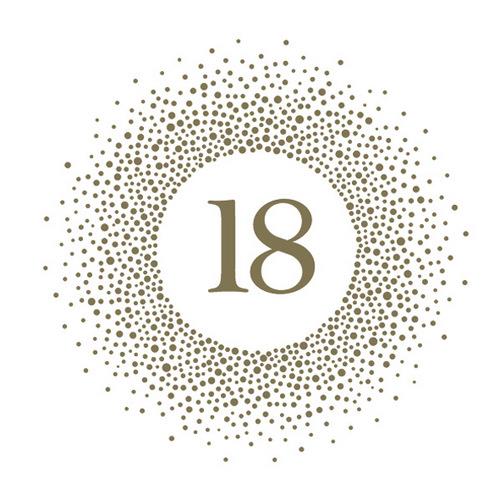20 Servietten 18th Birthday Gold and Pearl Effect – 18 im goldenen Kreis 33x33cm