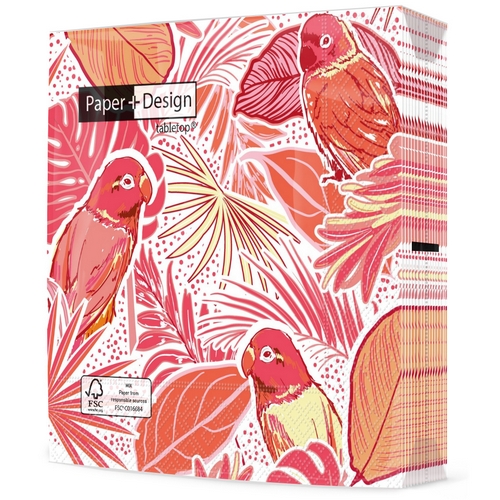 20 Servietten Parrot Paradise - Papageien im Paradies rot 33x33cm