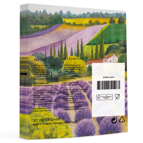 20 Servietten Scenic Lavender Farm - Großes Lavendelfeld 33x33cm