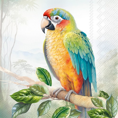 20 Servietten Exotic Parrot - Papagei im Dschungel 33x33cm