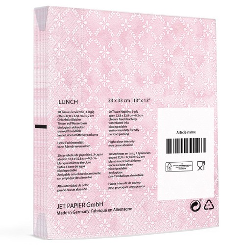 20 Servietten Maria Blush rose - Florales Gittermuster rosa 33x33cm