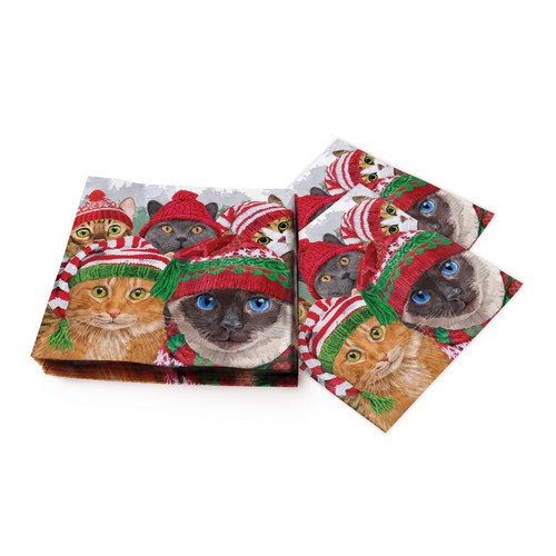 20 Servietten Cat Usie - Katzenwelt in Winterkleidung 33x33cm