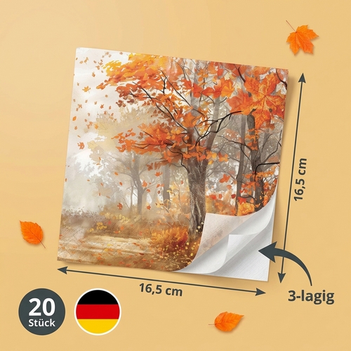 20 Servietten Autumn Tree - Zauberhafter Herbstwald 33x33cm