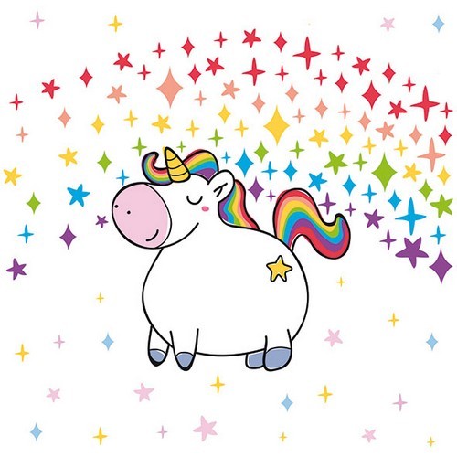 20 Servietten Polly - Regenbogenglanz über Einhorn 33x33cm