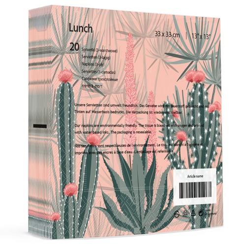 20 Servietten Cacti Dunes - Kakteen aus der Natur 33x33cm